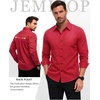 JEMITOP Mens Vintage Stretch Slim Fit Button Up Shirt(Red)