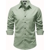 JEMITOP Mens Vintage Stretch Slim Fit Button Up Shirt(Sage Green)