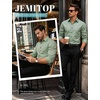 JEMITOP Mens Vintage Stretch Slim Fit Button Up Shirt(Sage Green)