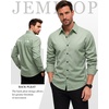 JEMITOP Mens Vintage Stretch Slim Fit Button Up Shirt(Sage Green)