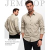 JEMITOP Mens Vintage Stretch Slim Fit Button Up Shirt(Tan)
