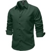 JEMITOP Mens Vintage Stretch Slim Fit Button Up Shirt(Dark Green)