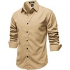 JEMITOP Mens Vintage Stretch Slim Fit Button Up Shirt(Khaki Yellow)