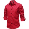 JEMITOP Mens Vintage Stretch Slim Fit Button Up Shirt(Red)