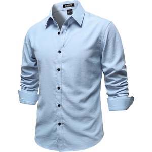 JEMITOP Mens Vintage Stretch Slim Fit Button Up Shirt(Blue)