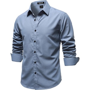 JEMITOP Mens Vintage Stretch Slim Fit Button Up Shirt(Dusty Blue)