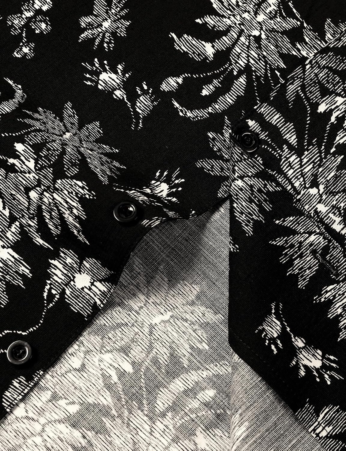 image:imageJEMITOP Mens Casual Cuban Collar Hawaiian ShirtsBlack