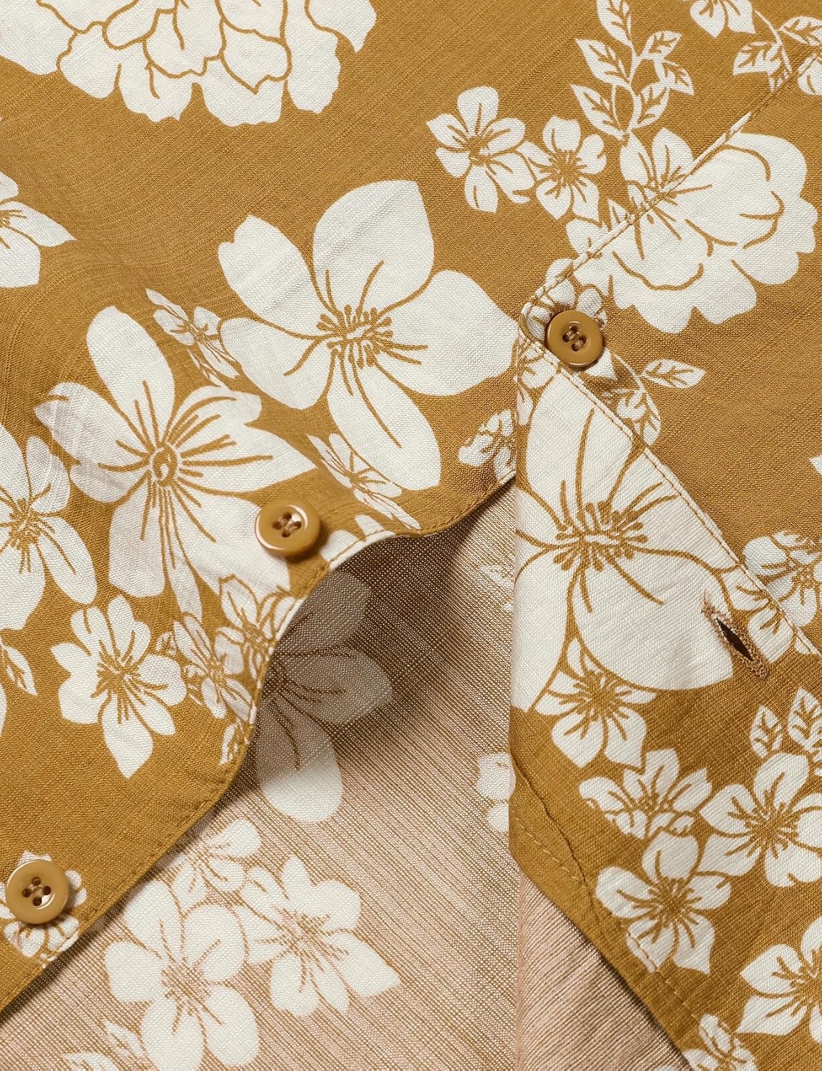 image:imageJEMITOP Mens Casual Cuban Collar Hawaiian ShirtsMustard Yellow