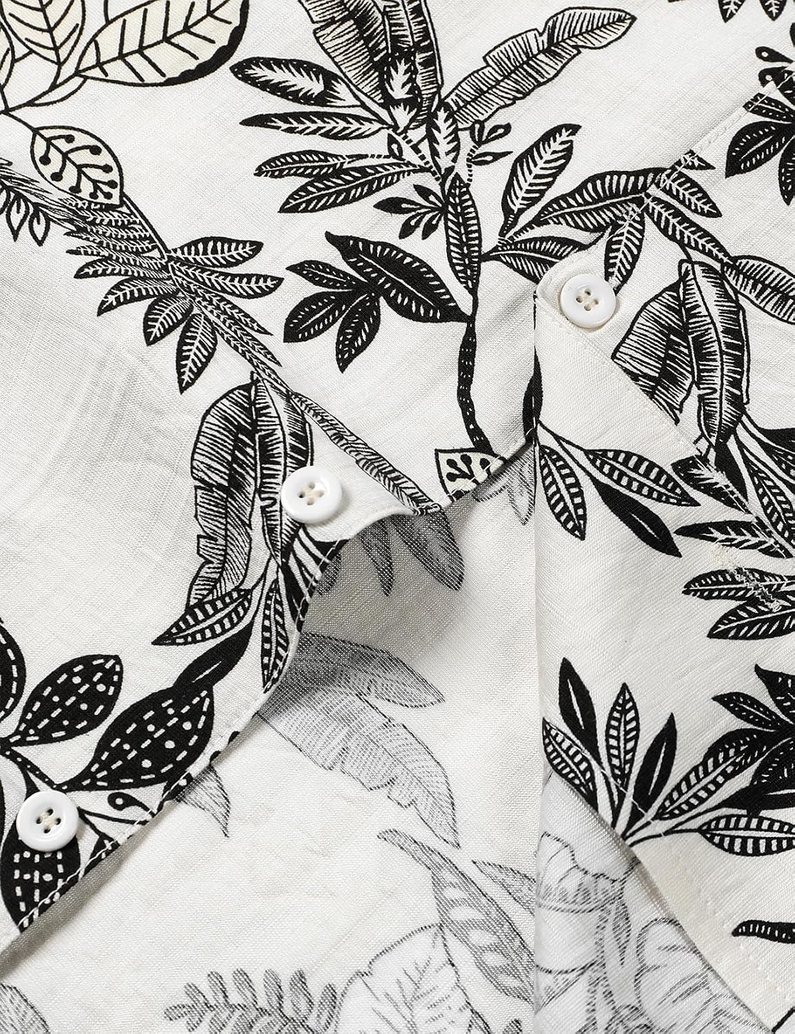 image:imageJEMITOP Mens Casual Cuban Collar Hawaiian ShirtsWhite Leaves