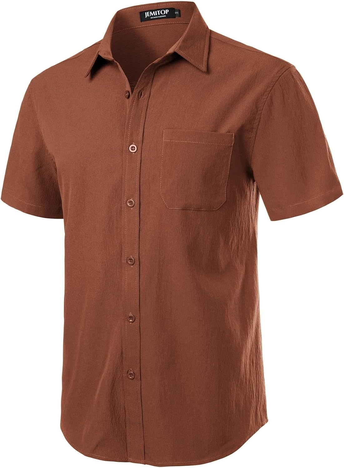 image:imageJEMITOP Mens Stretch Wrinkle Free Texture ShirtsBurnt Orange