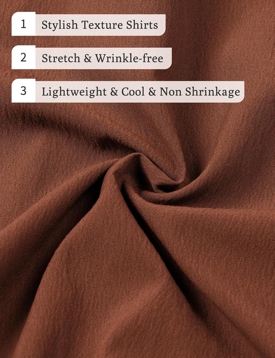 image:imageJEMITOP Mens Stretch Wrinkle Free Texture ShirtsBurnt Orange