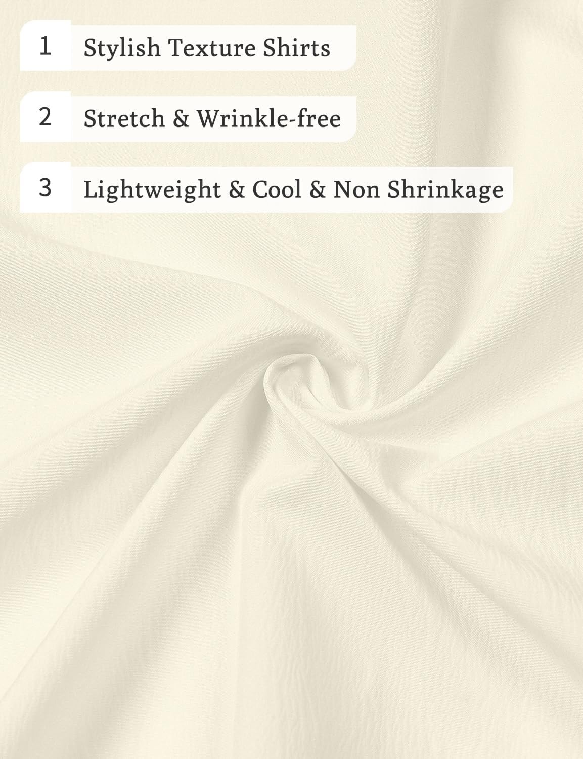 image:imageJEMITOP Mens Stretch Wrinkle Free Texture ShirtsCream White