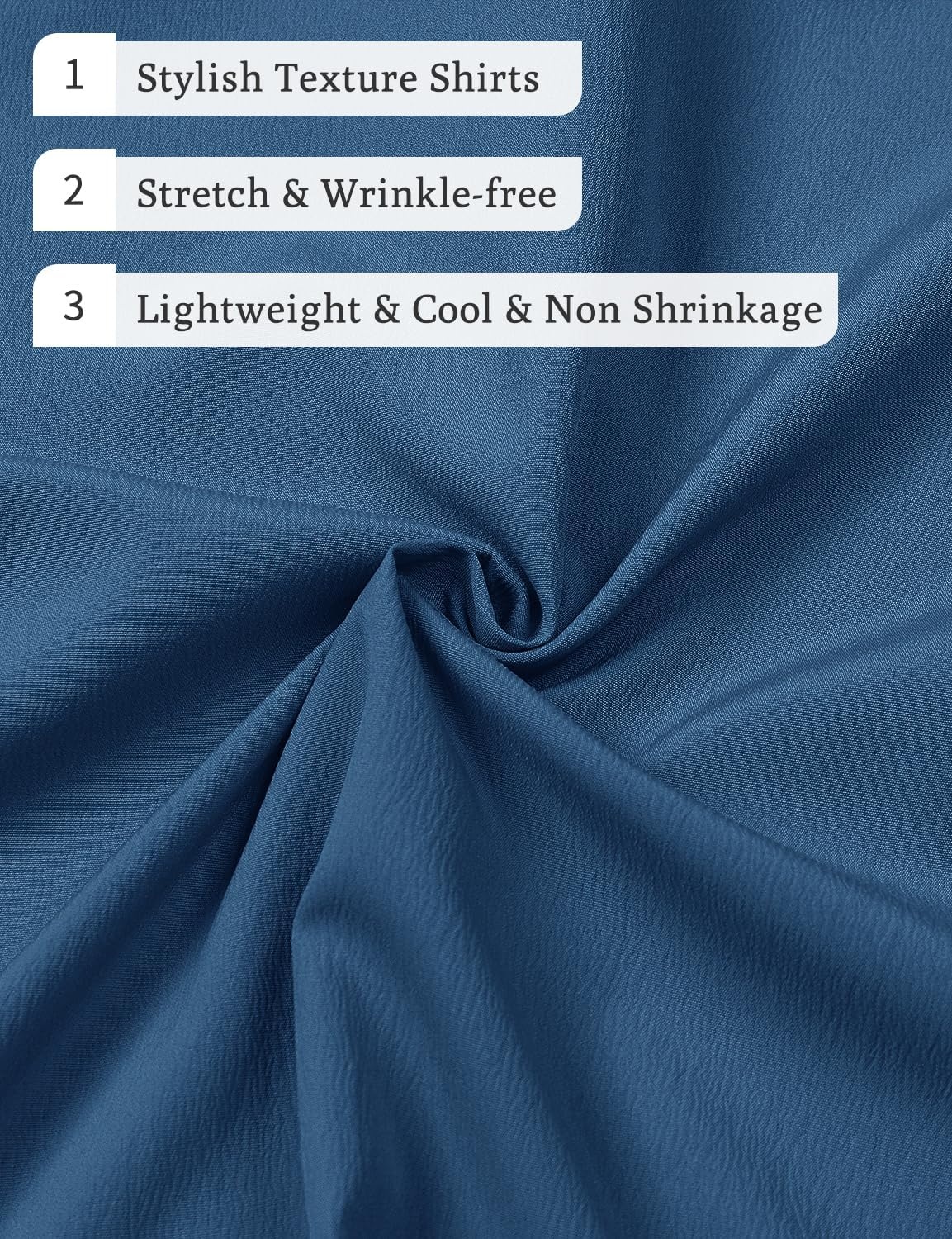 image:imageJEMITOP Mens Stretch Wrinkle Free Texture ShirtsDark Blue