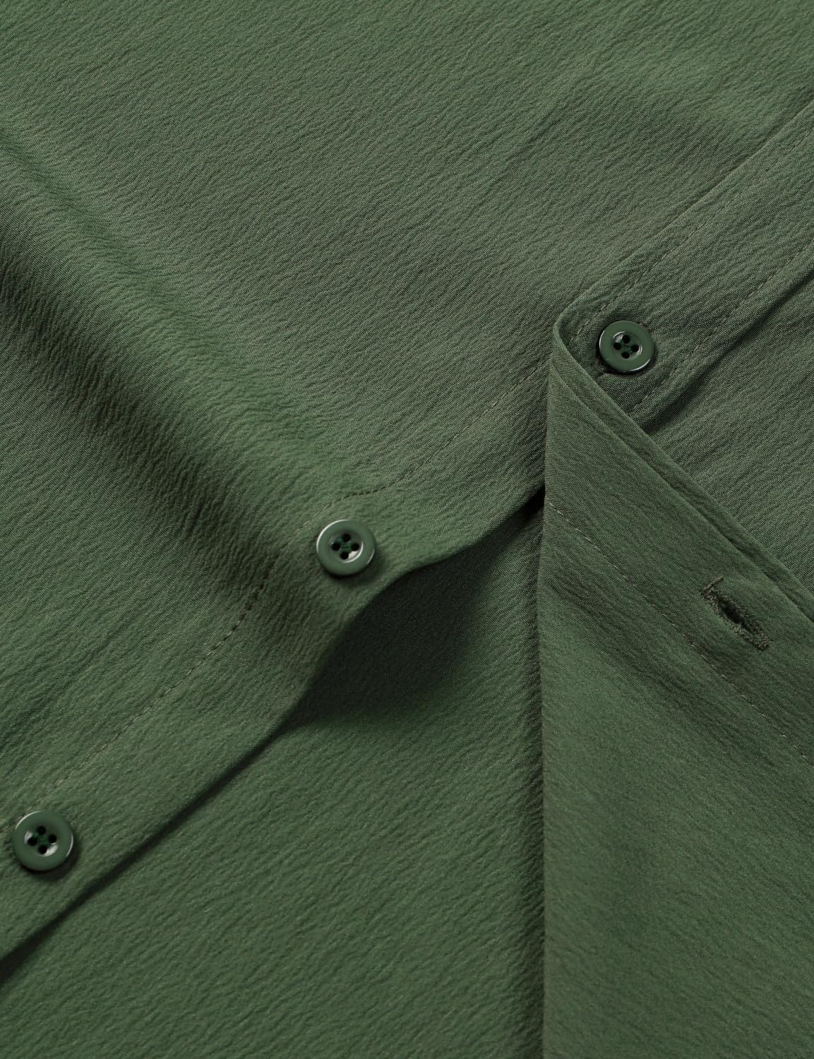 image:imageJEMITOP Mens Stretch Wrinkle Free Texture ShirtsDark Green