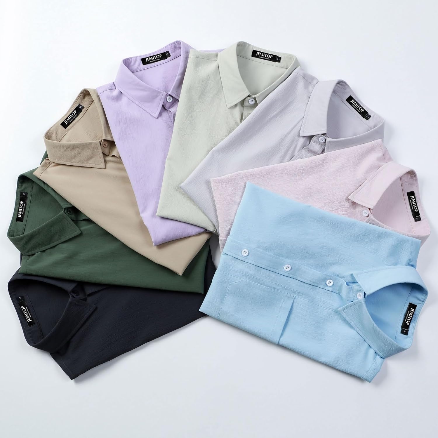image:imageJEMITOP Mens Stretch Wrinkle Free Texture ShirtsDark Green