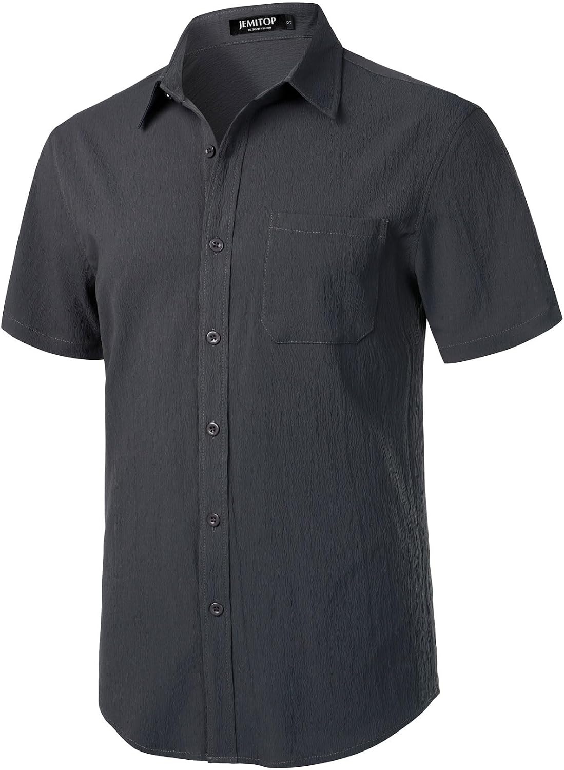 image:imageJEMITOP Mens Stretch Wrinkle Free Texture ShirtsDark Grey