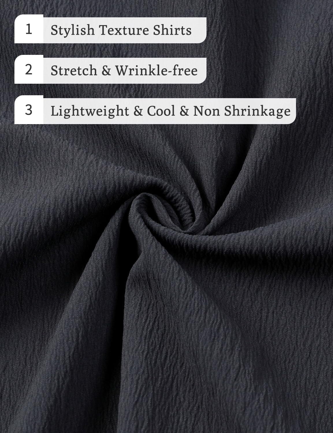 image:imageJEMITOP Mens Stretch Wrinkle Free Texture ShirtsDark Grey
