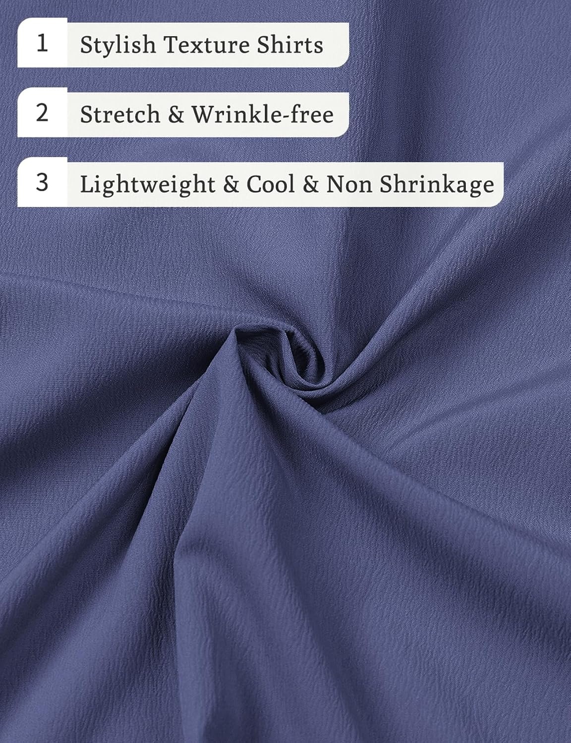 image:imageJEMITOP Mens Stretch Wrinkle Free Texture ShirtsDusty Blue