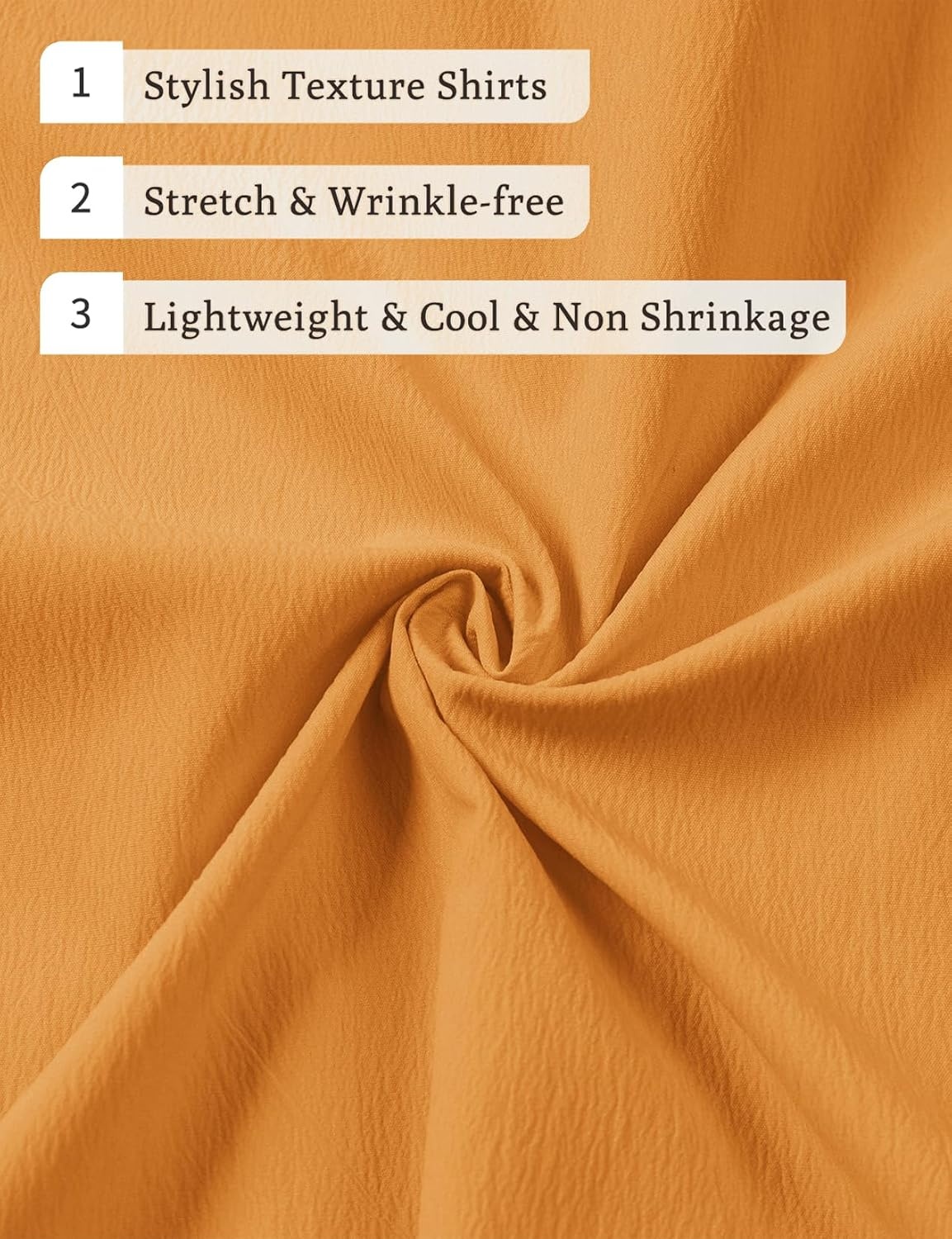 image:imageJEMITOP Mens Stretch Wrinkle Free Texture ShirtsGold
