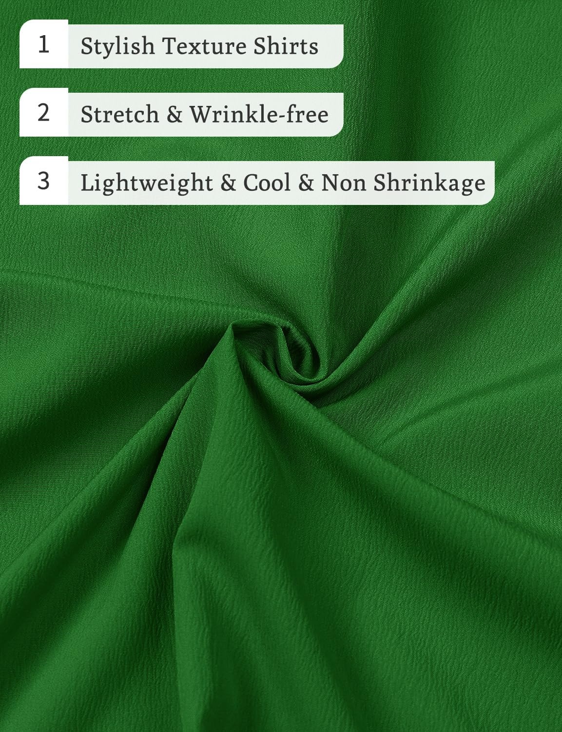 image:imageJEMITOP Mens Stretch Wrinkle Free Texture ShirtsGreen