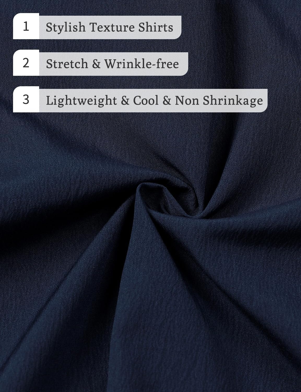 image:imageJEMITOP Mens Stretch Wrinkle Free Texture ShirtsNavy Blue