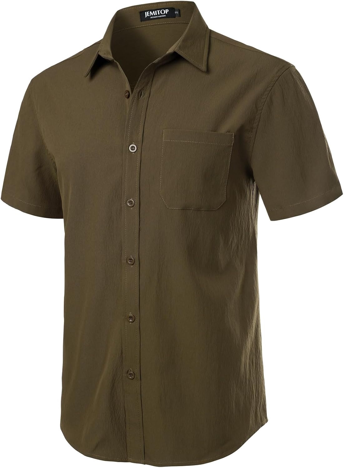 image:imageJEMITOP Mens Stretch Wrinkle Free Texture ShirtsOlive Green