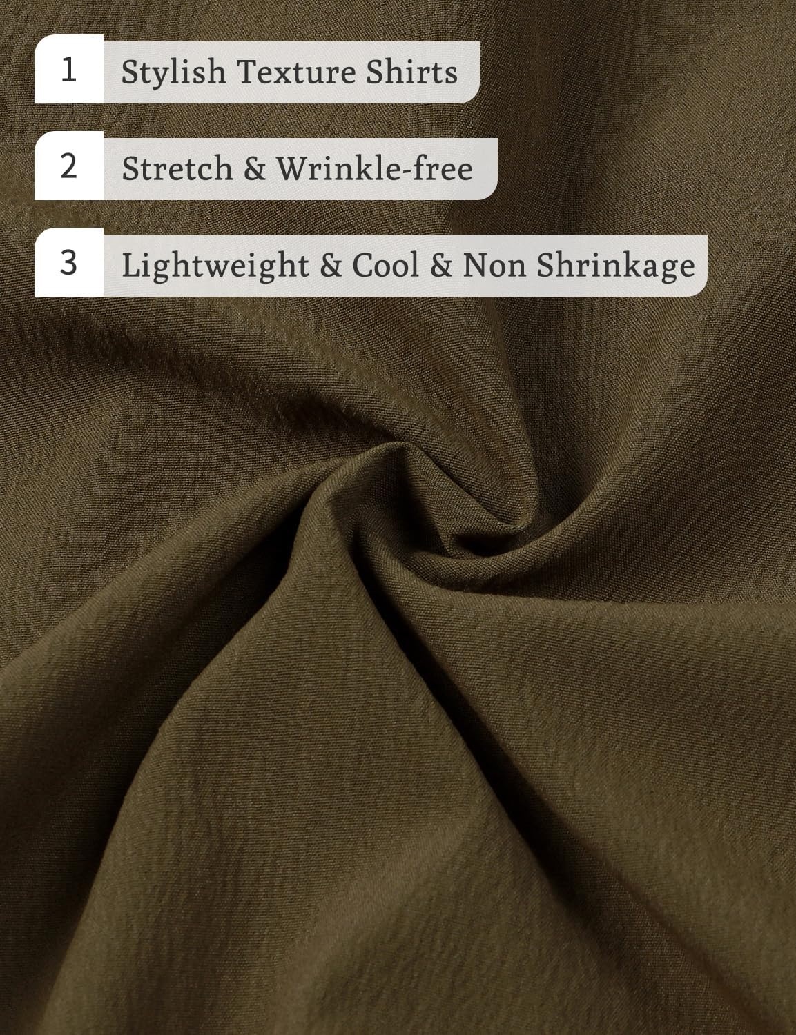 image:imageJEMITOP Mens Stretch Wrinkle Free Texture ShirtsOlive Green