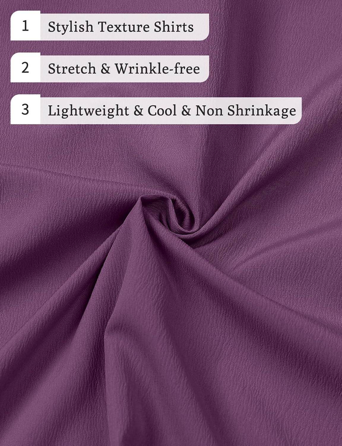image:imageJEMITOP Mens Stretch Wrinkle Free Texture ShirtsPurple