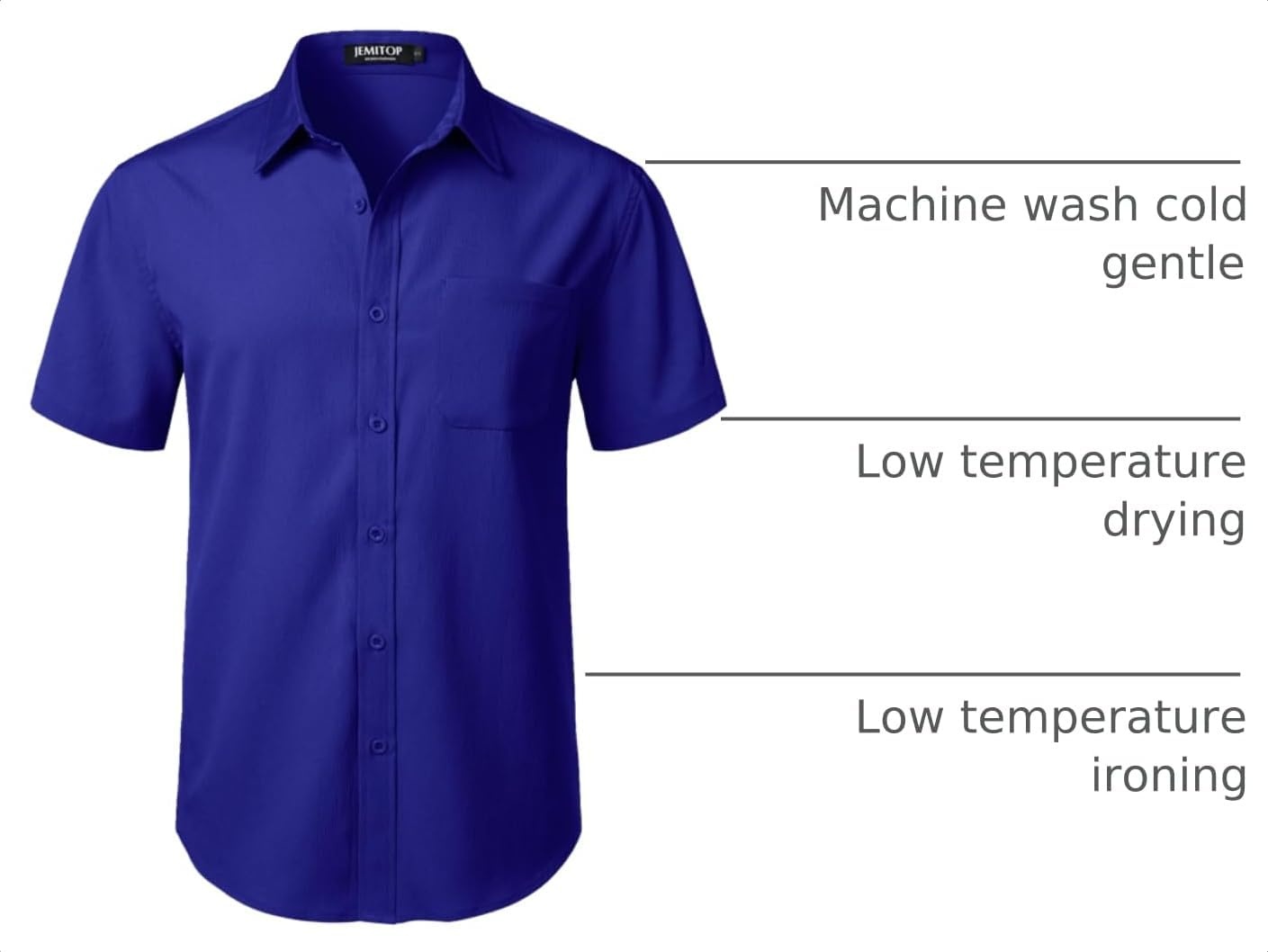 image:imageJEMITOP Mens Stretch Wrinkle Free Texture ShirtsRoyal Blue