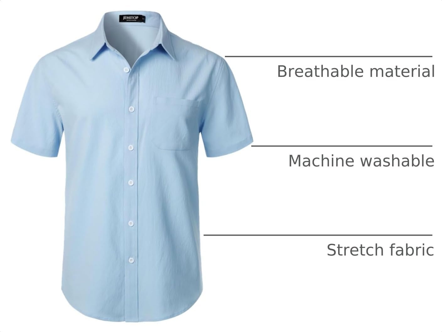 image:imageJEMITOP Mens Stretch Wrinkle Free Texture ShirtsSky Blue