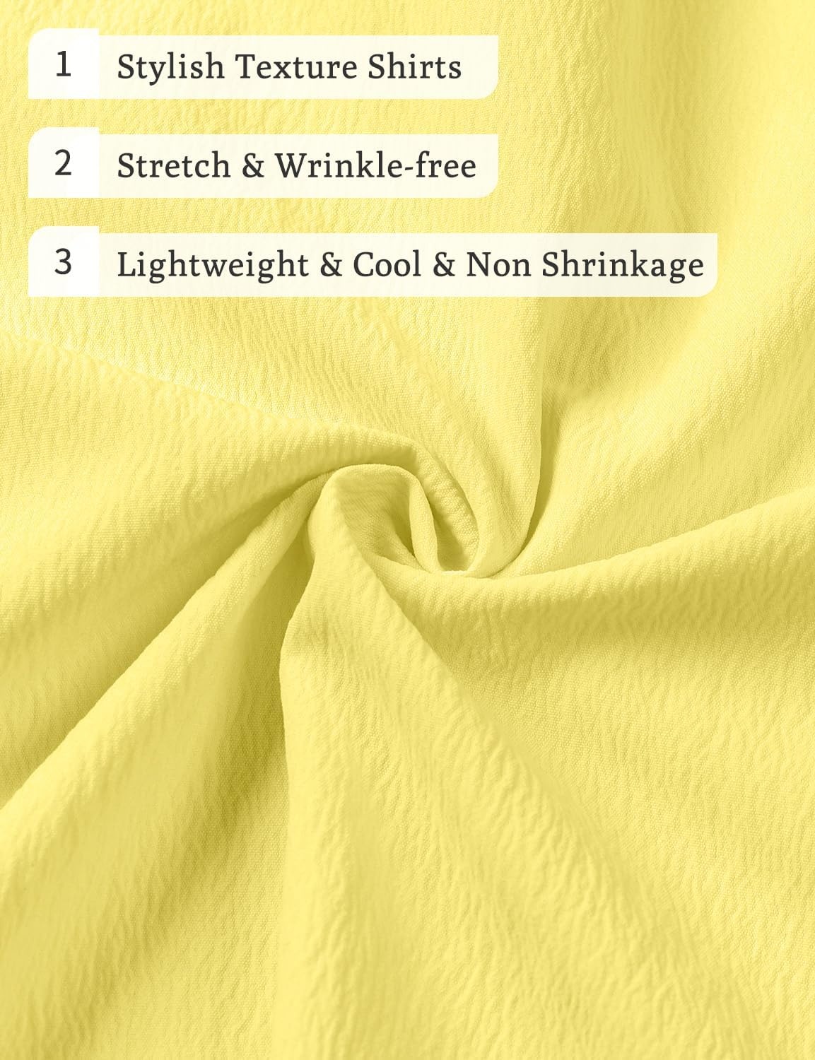 image:imageJEMITOP Mens Stretch Wrinkle Free Texture ShirtsYellow