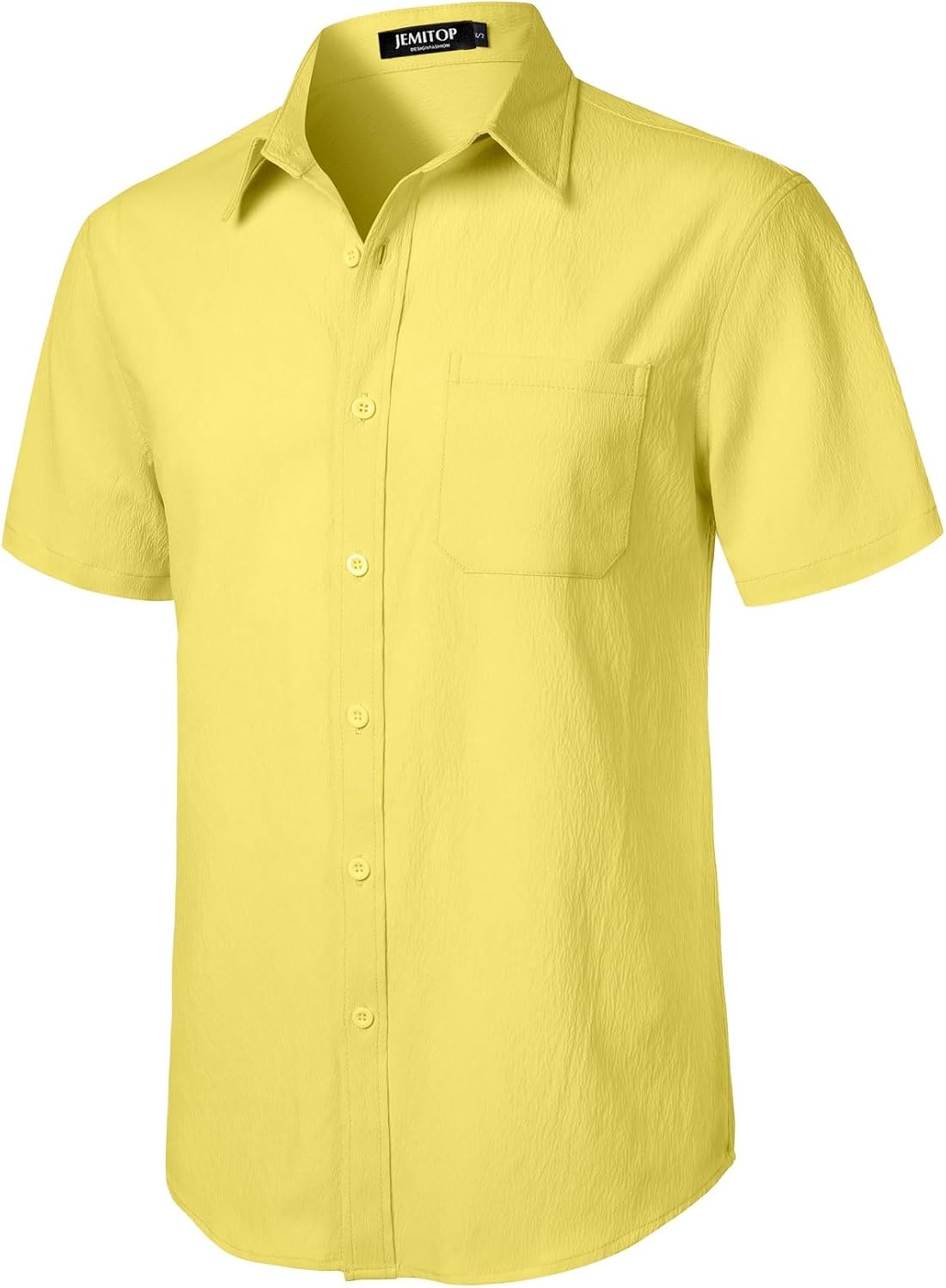 image:imageJEMITOP Mens Stretch Wrinkle Free Texture ShirtsYellow