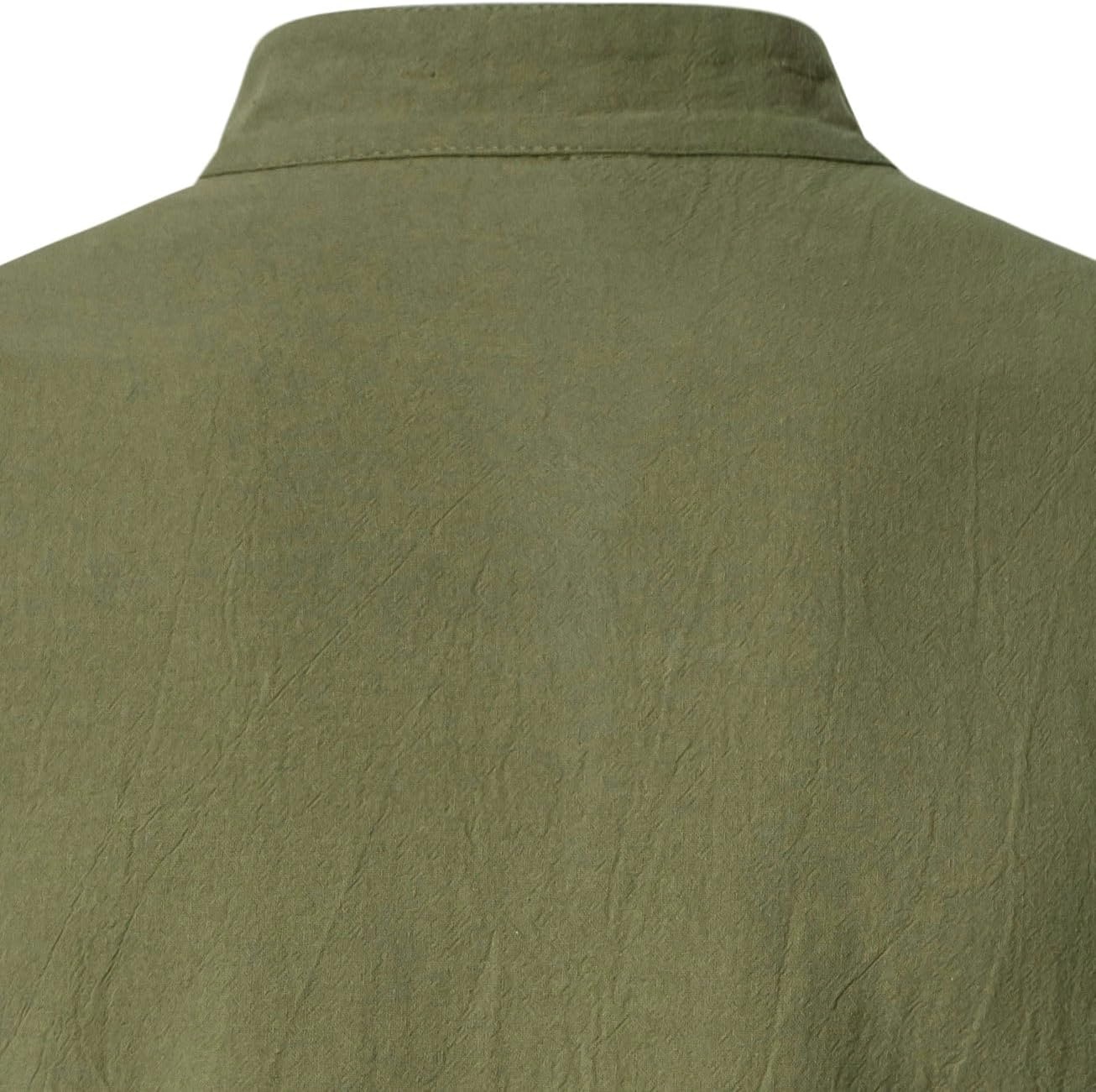 image:imageJEMITOP Mens Vintage Short Sleeve Renaissance ShirtArmy Green