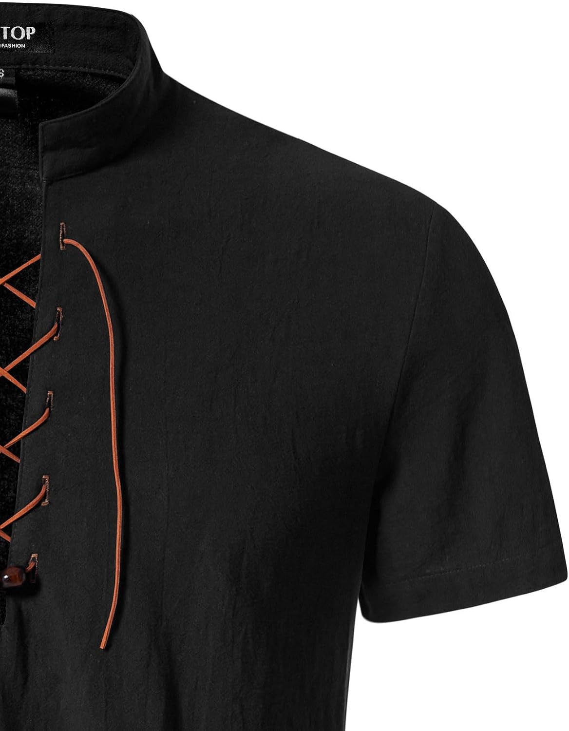 image:imageJEMITOP Mens Vintage Short Sleeve Renaissance ShirtBlackb