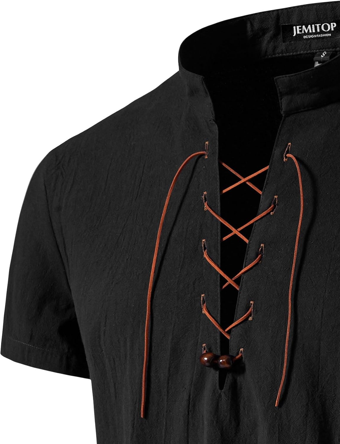 image:imageJEMITOP Mens Vintage Short Sleeve Renaissance ShirtBlackb