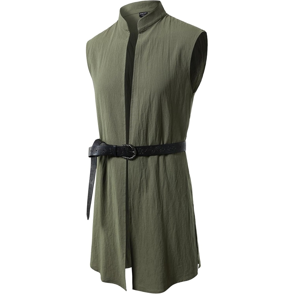 image:imageJEMITOP Mens Renaissance Viking Knight Costume Robe Without BeltArmy Green