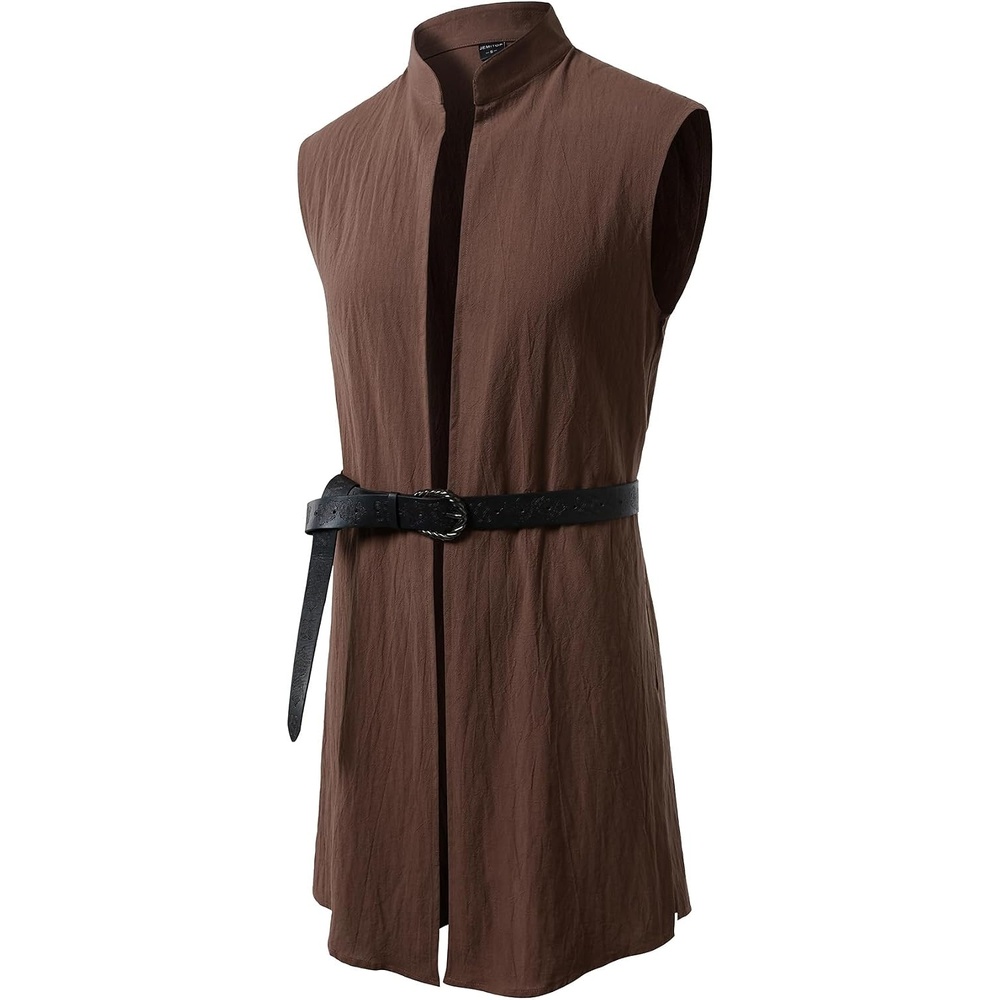 image:imageJEMITOP Mens Renaissance Viking Knight Costume Robe Without BeltBrown