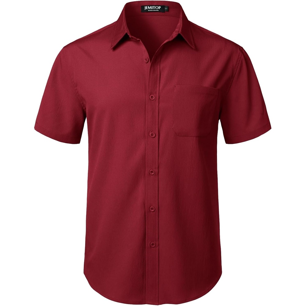 image:imageJEMITOP Mens Stretch Wrinkle Free Texture ShirtsBurgundy