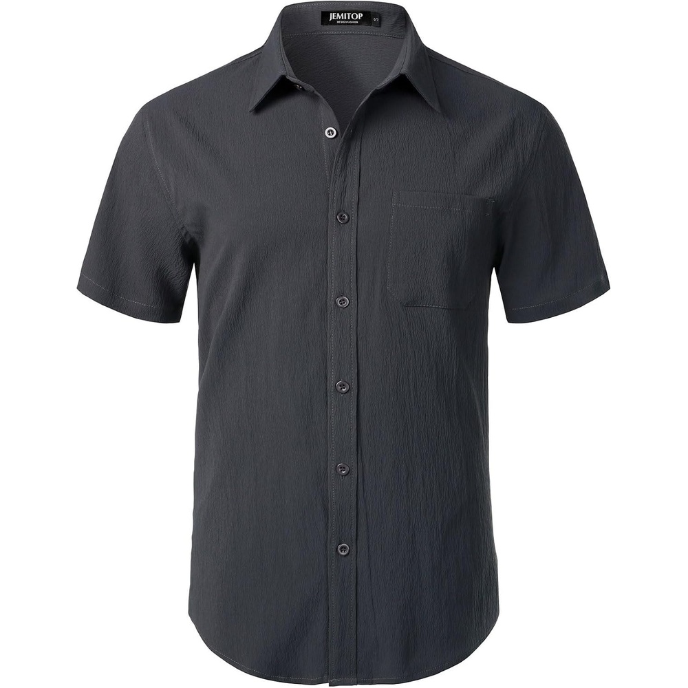image:imageJEMITOP Mens Stretch Wrinkle Free Texture ShirtsDark Grey