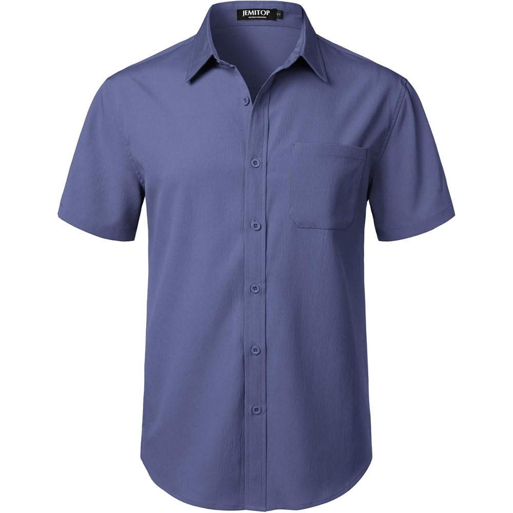 image:imageJEMITOP Mens Stretch Wrinkle Free Texture ShirtsDusty Blue
