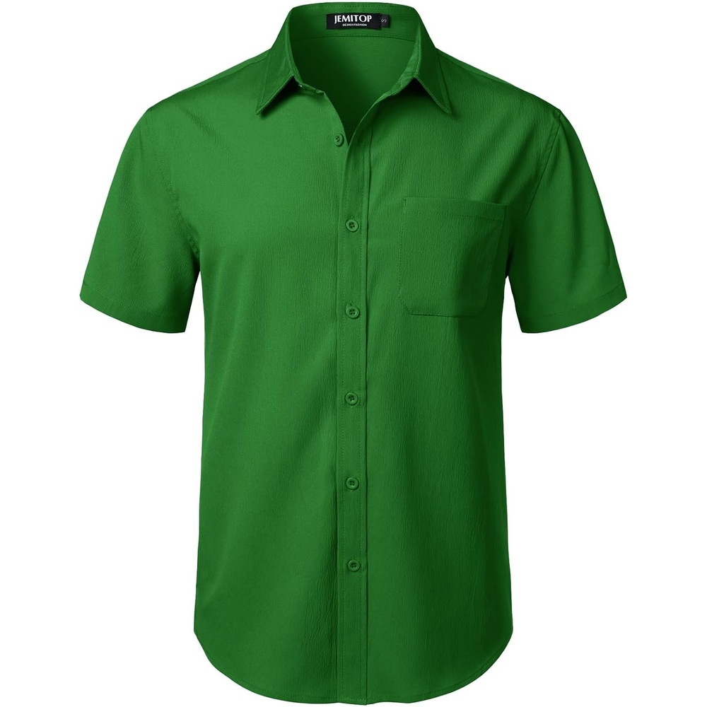 image:imageJEMITOP Mens Stretch Wrinkle Free Texture ShirtsGreen
