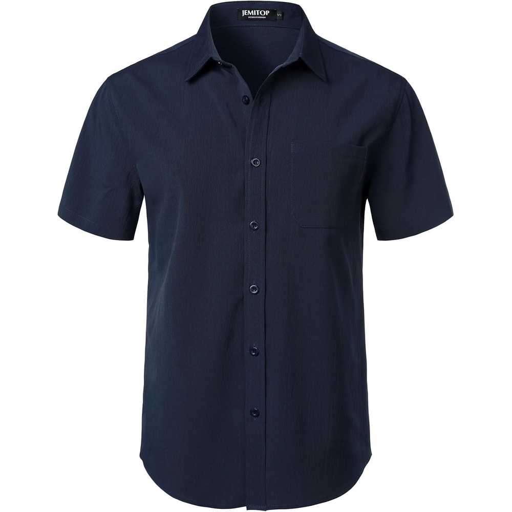 image:imageJEMITOP Mens Stretch Wrinkle Free Texture ShirtsNavy Blue