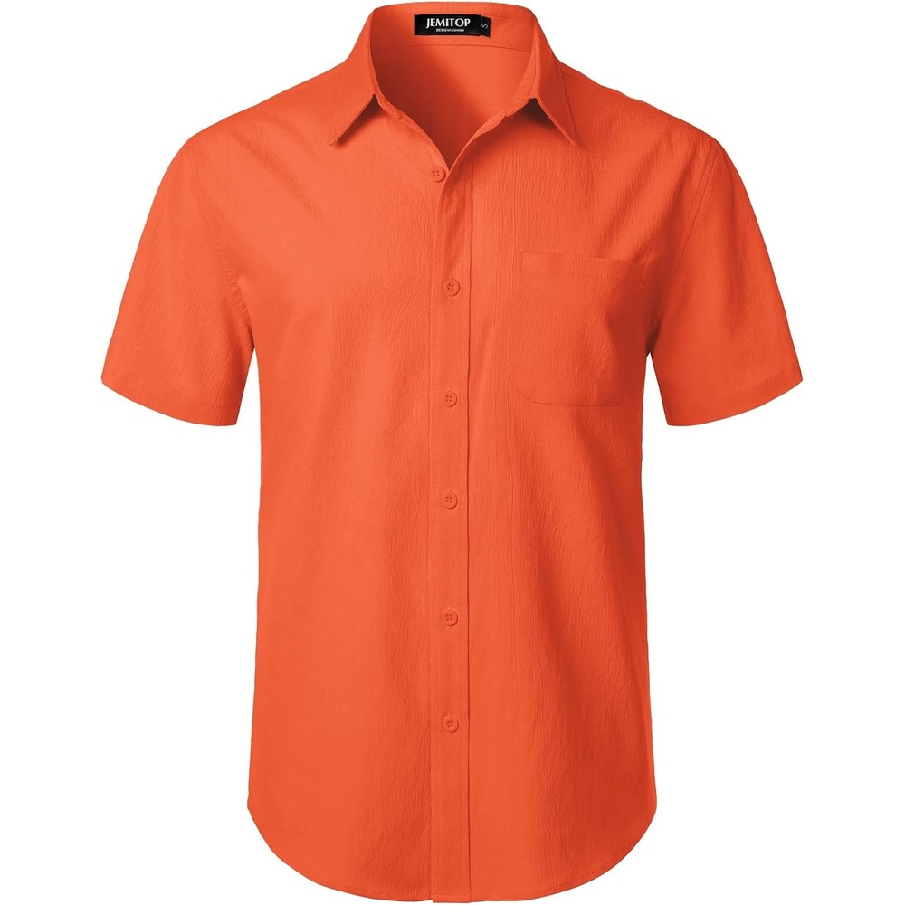 image:imageJEMITOP Mens Stretch Wrinkle Free Texture ShirtsOrange
