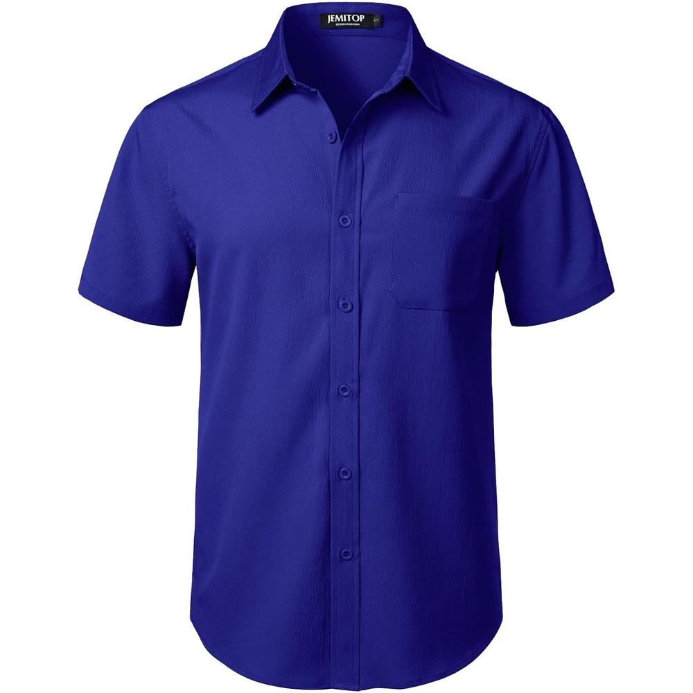 image:imageJEMITOP Mens Stretch Wrinkle Free Texture ShirtsRoyal Blue