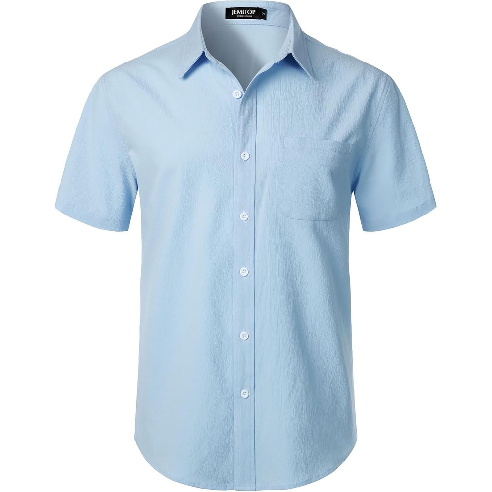 image:imageJEMITOP Mens Stretch Wrinkle Free Texture ShirtsSky Blue