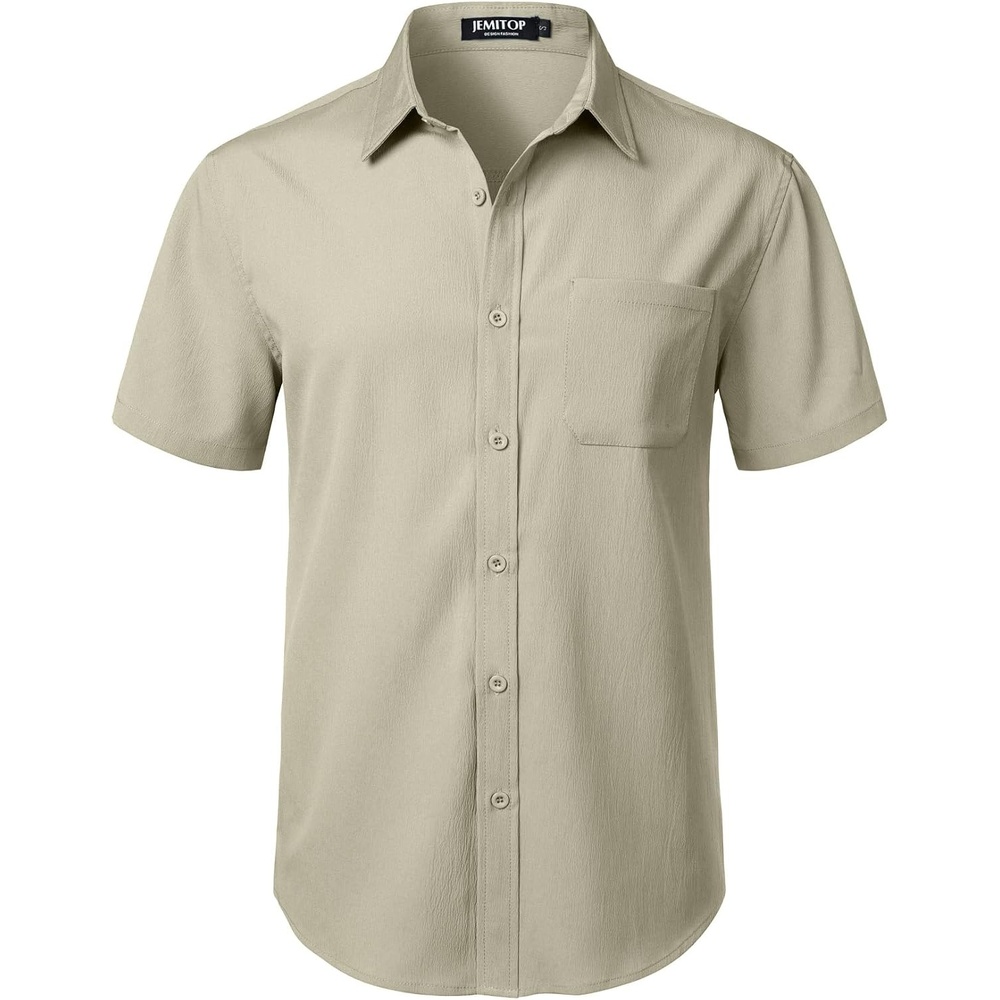 image:imageJEMITOP Mens Stretch Wrinkle Free Texture ShirtsTan