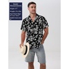JEMITOP Mens Casual Cuban Collar Hawaiian Shirts(Black)