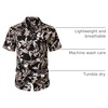 JEMITOP Mens Casual Cuban Collar Hawaiian Shirts(Black Leaves)