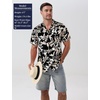 JEMITOP Mens Casual Cuban Collar Hawaiian Shirts(Black Leaves)