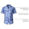 JEMITOP Mens Casual Cuban Collar Hawaiian Shirts(Blue)